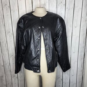Vintage Express Diamond Quilted Genuine Leather Jacket Thinsulate Large